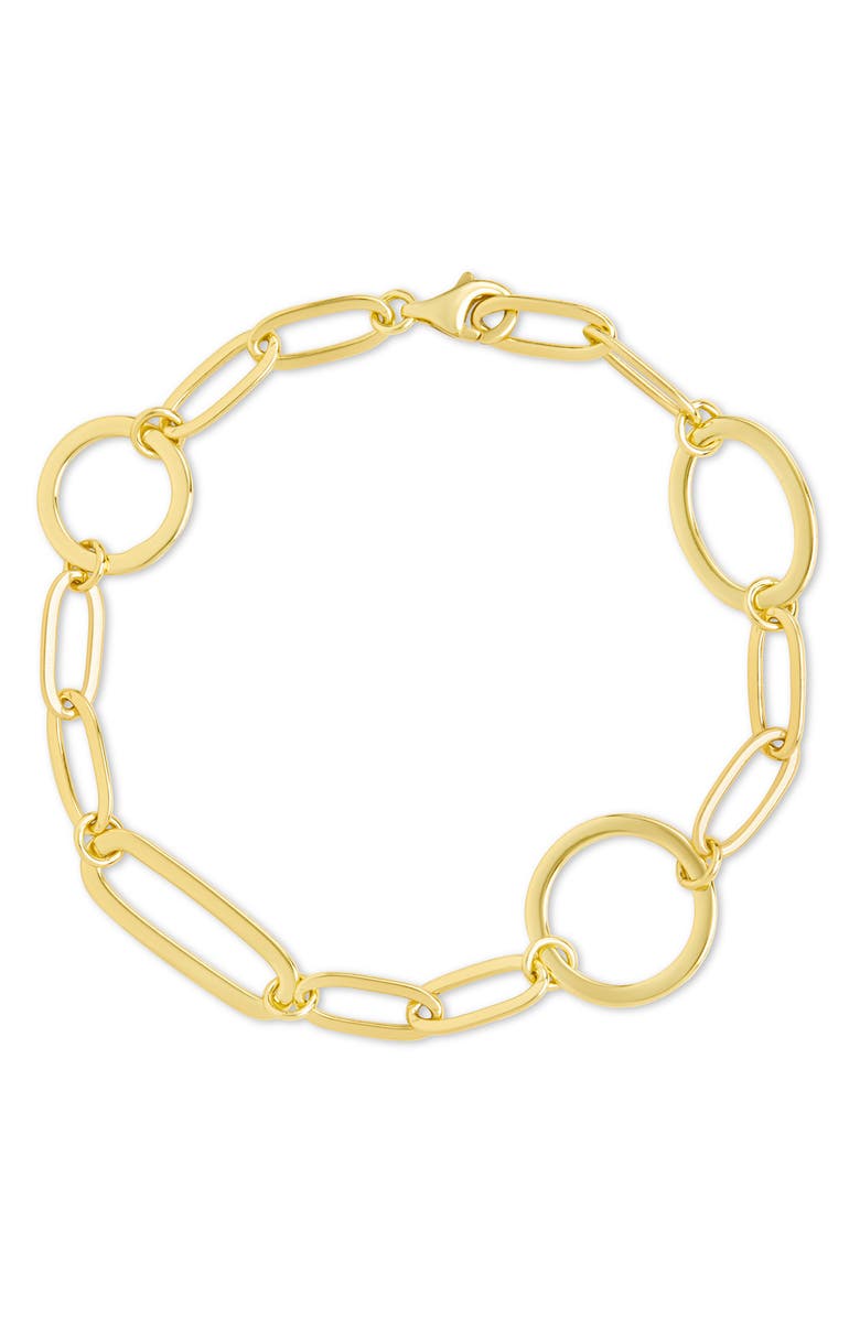 Sterling Forever Lyla Round & Oval Link Chain Bracelet, Main, color, Gold