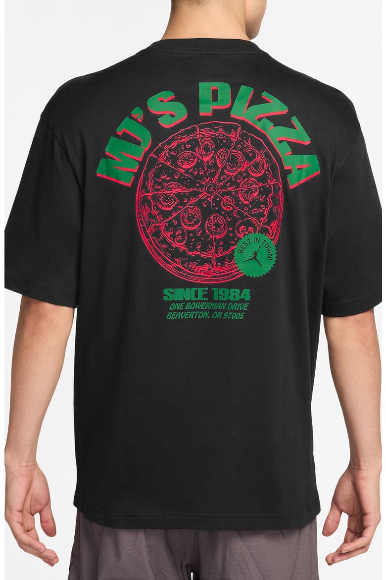 Pizza Cotton Graphic T-Shirt, Alternate, color, BLACK/ INFRARED