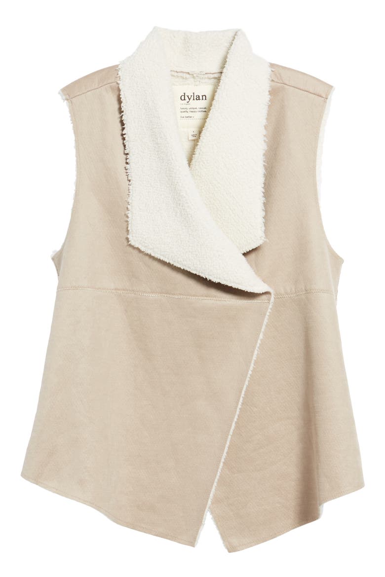 Faux Shearling Backed Knit Vest, Alternate, color, BEIGE