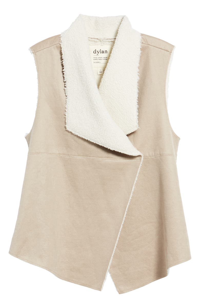 Dylan Faux Shearling Backed Knit Vest, Alternate, color, 