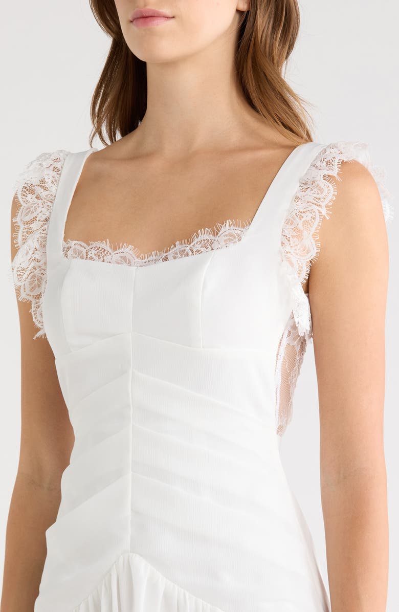 Lulus Ira Lace Tiered Minidress, Alternate, color, White