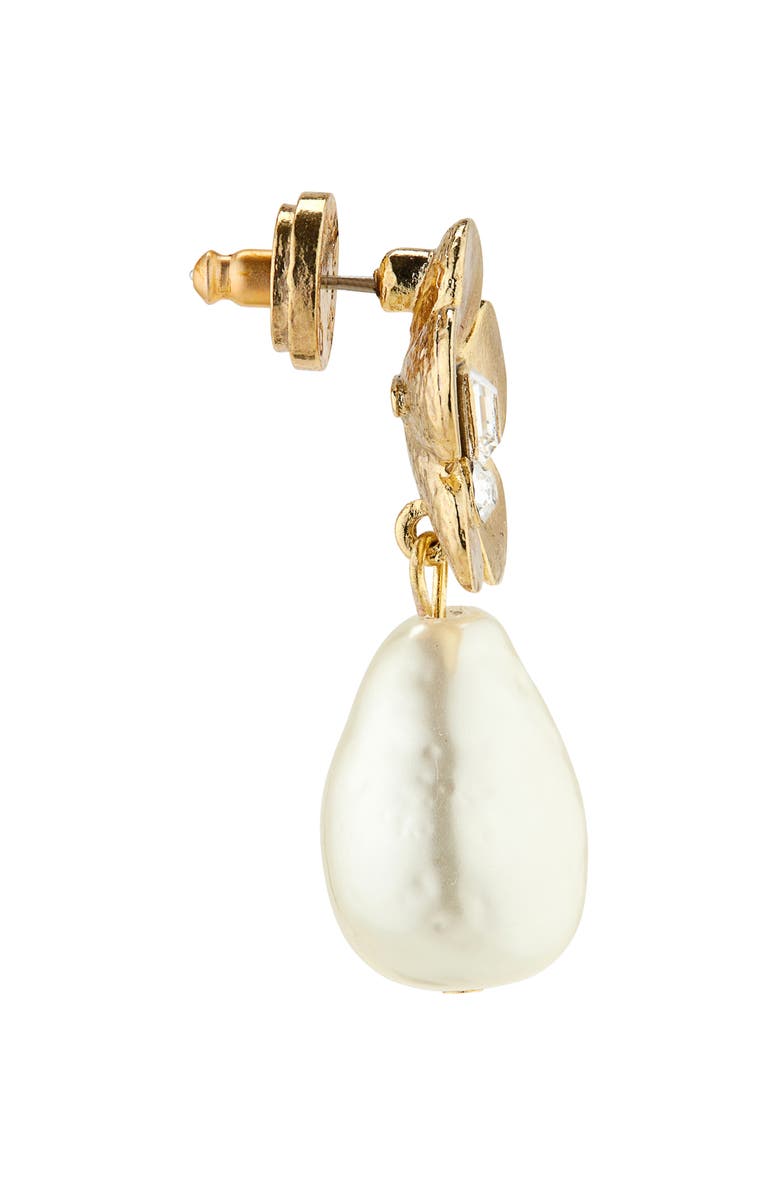 Oscar de la Renta Flower Faux Pearl Drop Earrings, Alternate, color, 