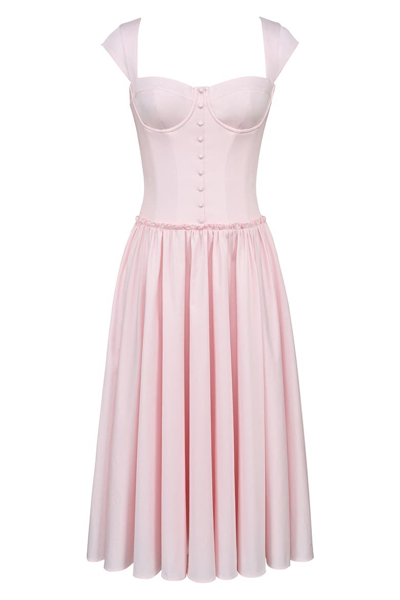 Kaia Cap Sleeve Fit & Flare Midi Dress, Alternate, color, PINK