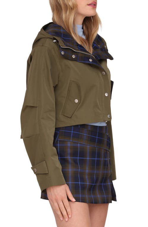 Avec Les Filles Oversize Hooded Crop Jacket In Green