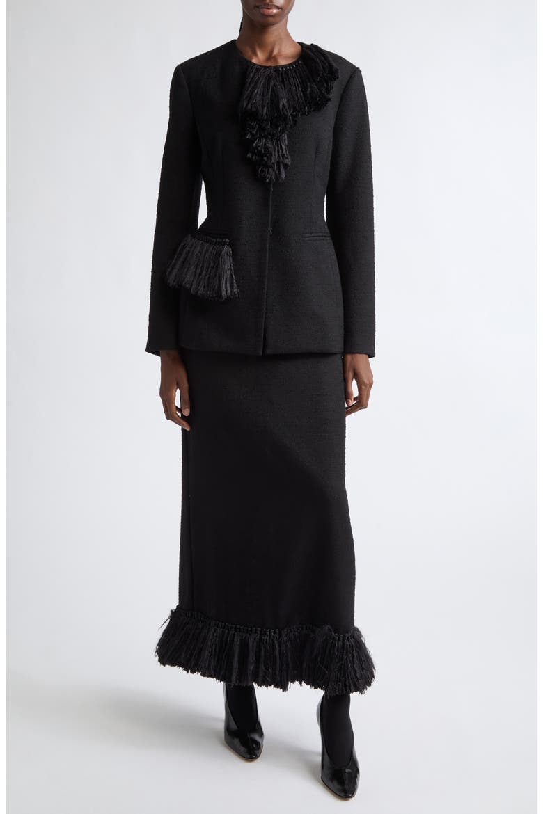 Matilde Virgin Wool Blend Fringe Jacket, Alternate, color, BLACK