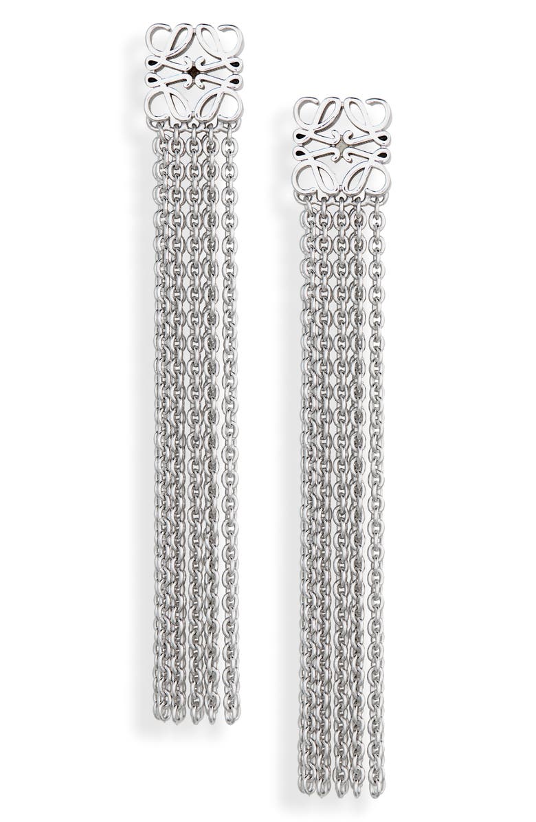 Loewe Anagram Sterling Silver Fringe Earrings, Main, color,