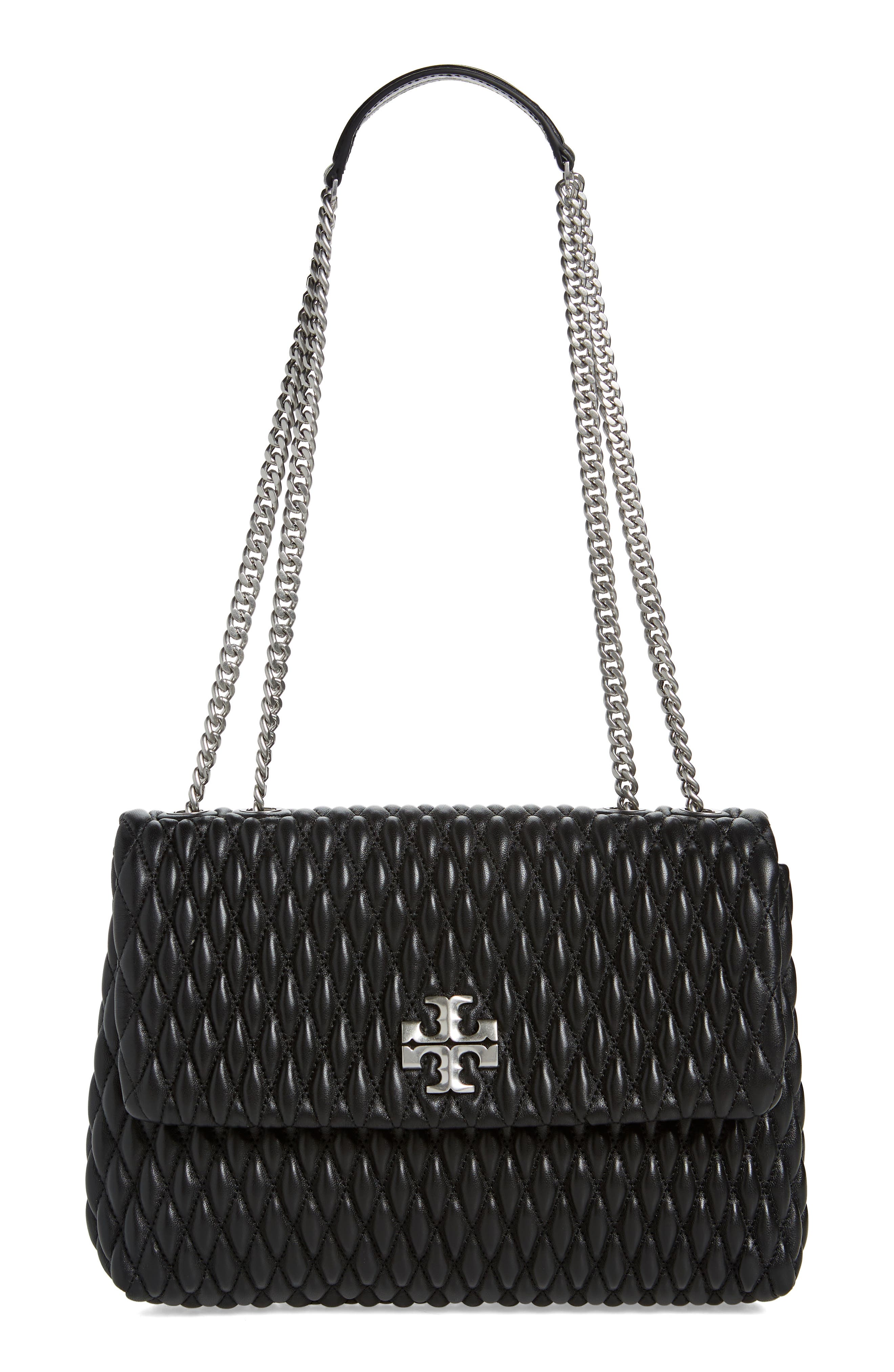 Tory Burch Kira Ruched Leather Convertible Shoulder Bag, Main, color, 