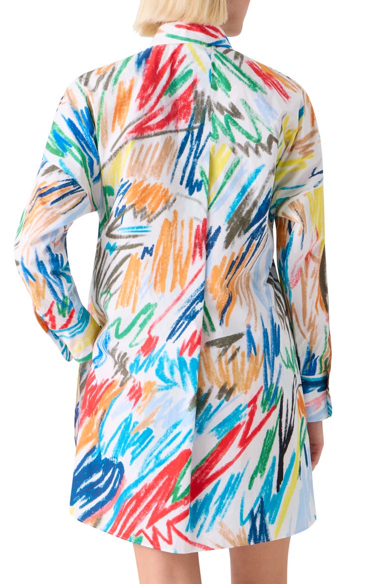 Scribble Print Oversize Cotton Poplin Tunic Button-Up Shirt, Alternate, color, CREAM-MULTI