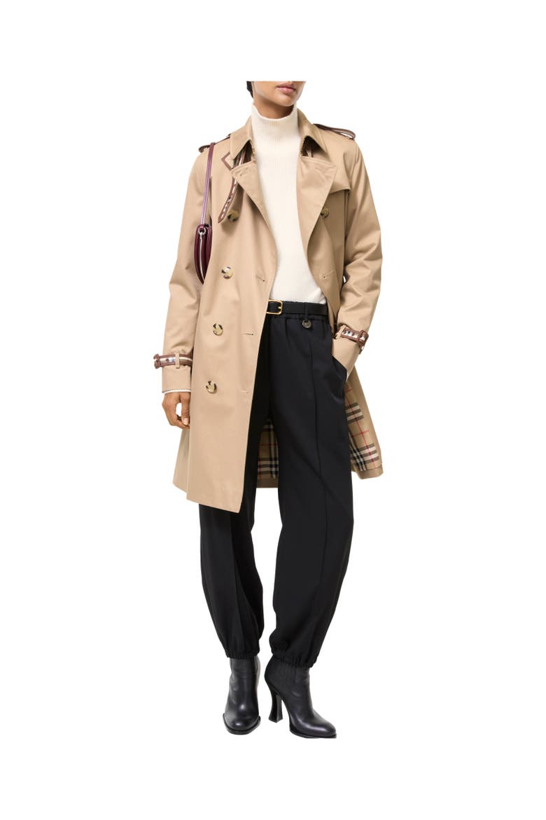 Mid-length Gabardine Kensington Trench Coat, Alternate, color, Honey beige
