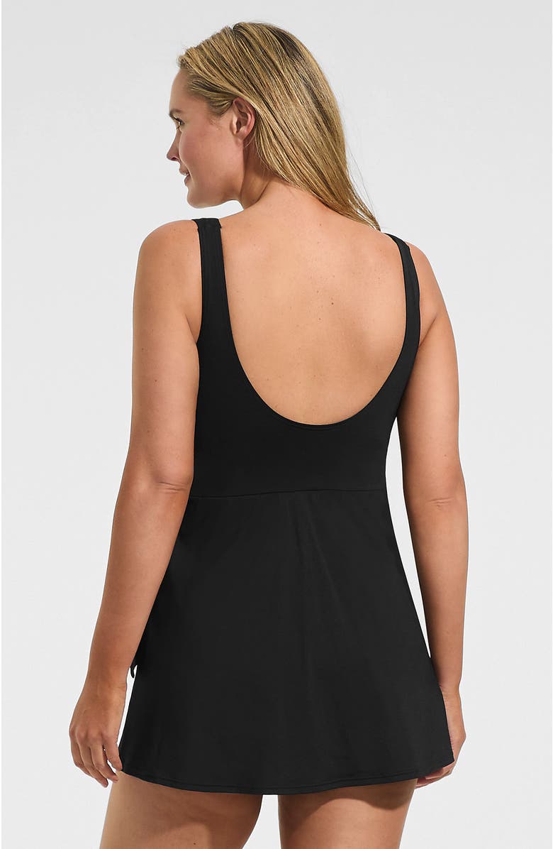 Lands' End Plus Size Side Tie Mini Swim Dress Swimsuit, Alternate, color, Black