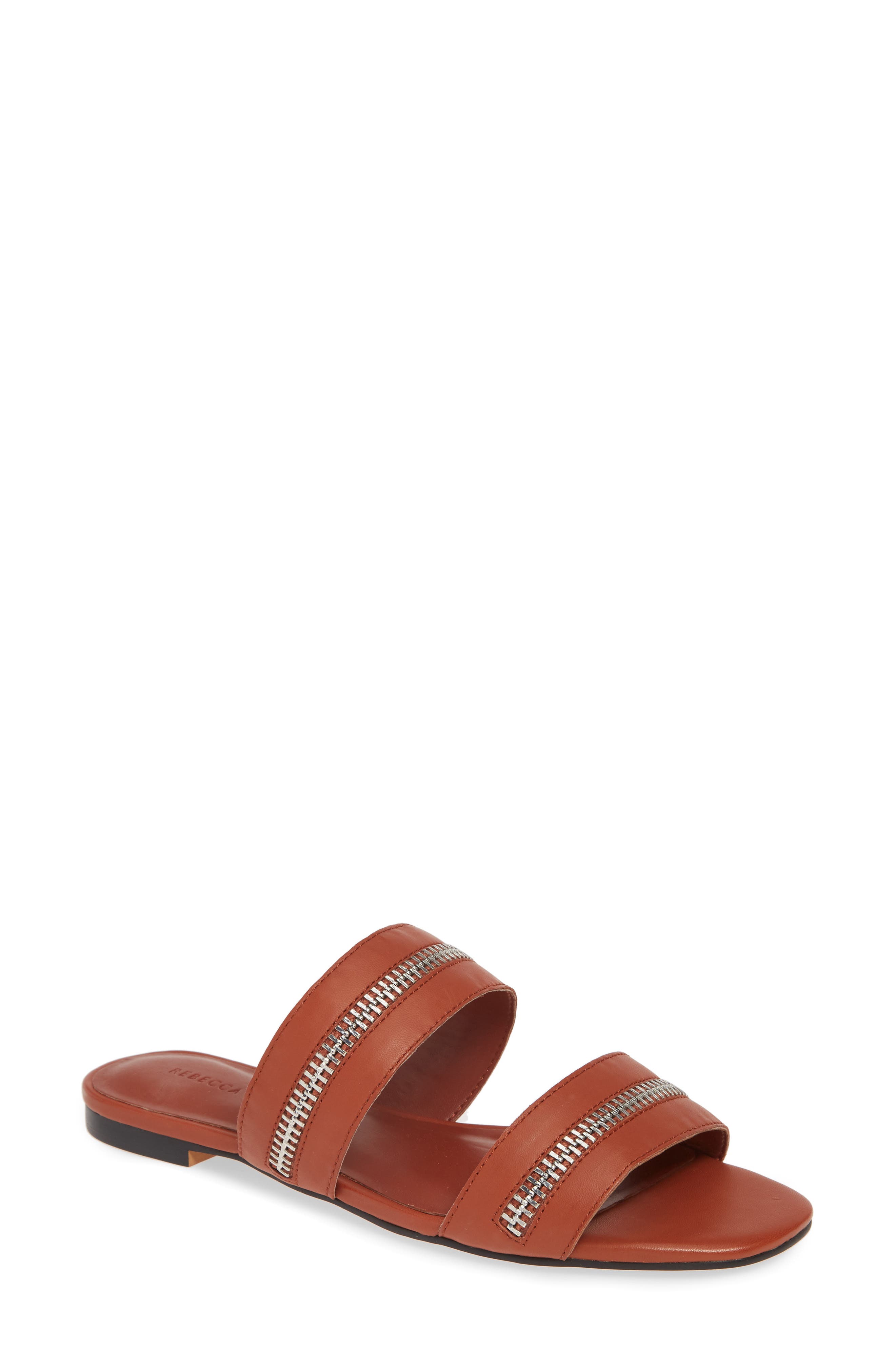 Marciann Slide Sandal, Main, color, ACORN LEATHER