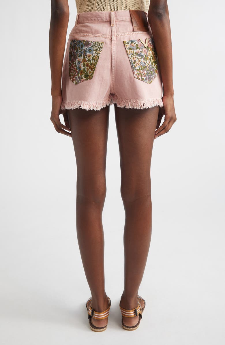 Valentino Cutoff Denim Shorts, Alternate, color, Dusty Rose