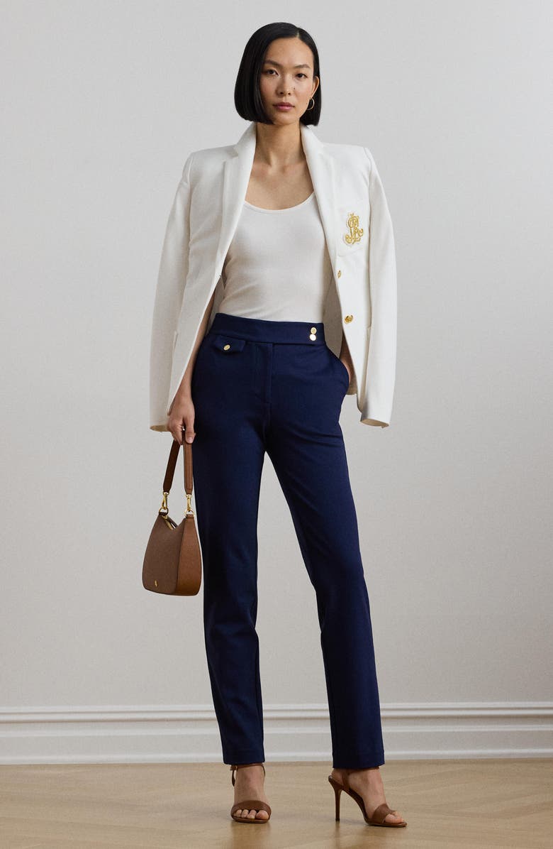 Lauren Ralph Lauren Ponte Ankle Straight Leg Pants, Alternate, color, Refined Navy