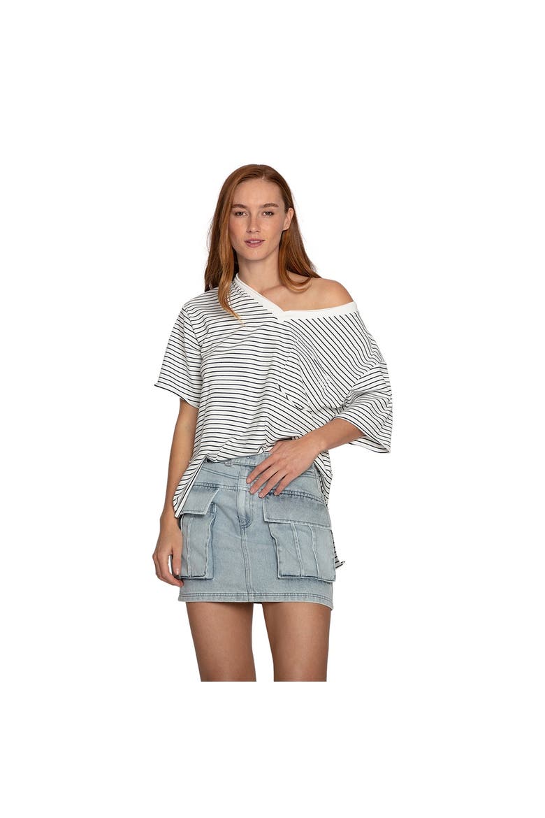 Brave Soul Oversized Striped T-Shirt, Alternate, color, white