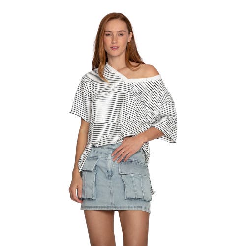 Belle & Bloom Brave Soul Oversized Striped T-shirt In White