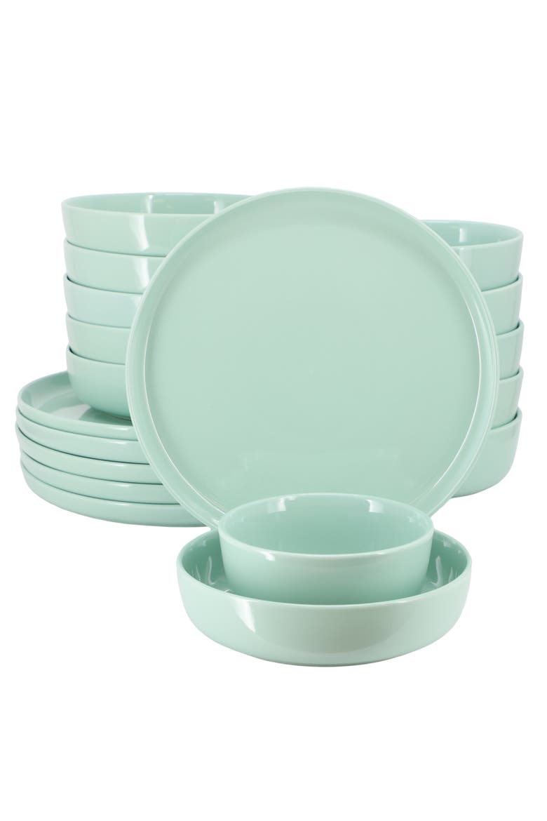 Duncan 18 Piece Porcelain Dinnerware Set, Main, color, Green