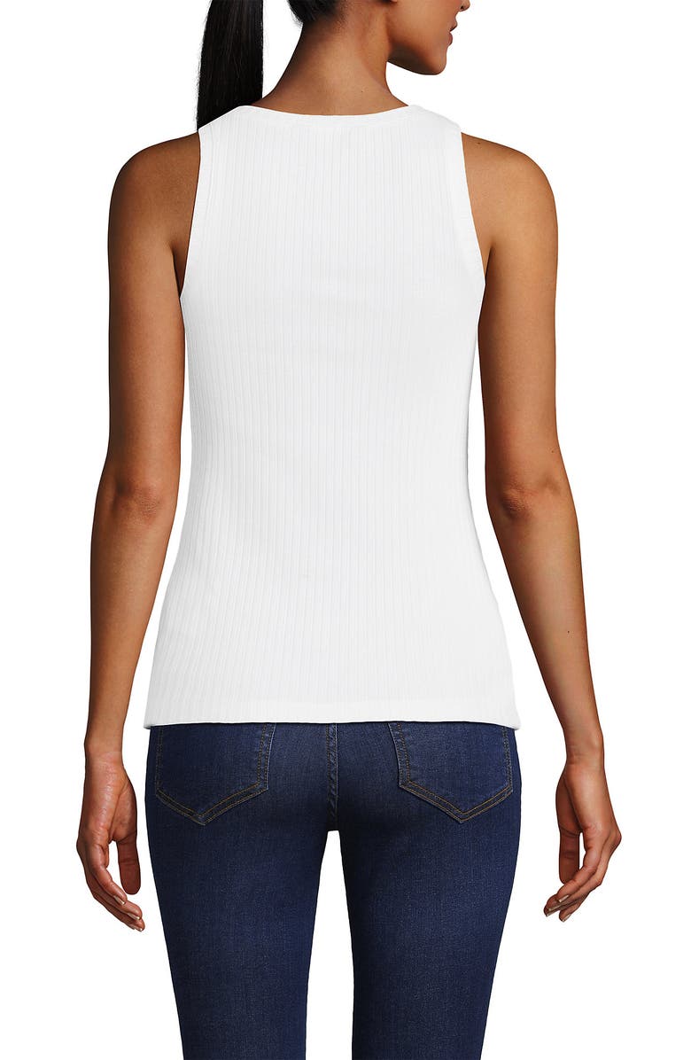 Lands' End Pointelle Rib UNeck Tank, Alternate, color, White