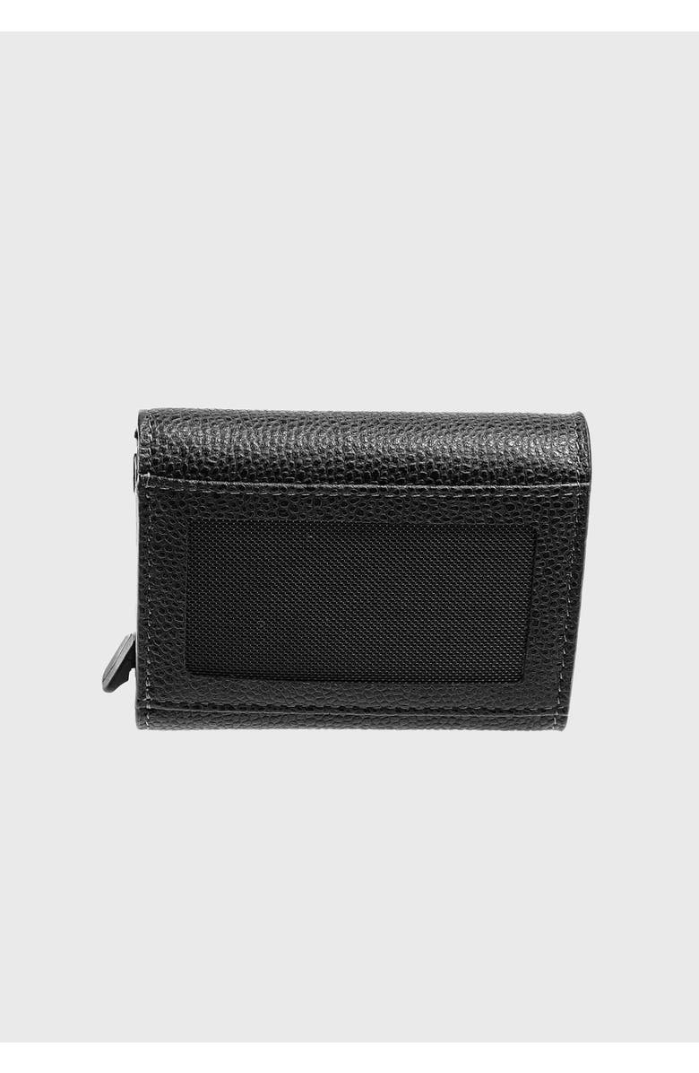Furniq UK Genuine Leather Caviar Pattern Snap Closure Wallet and Card Holder, Alternate, color, Black