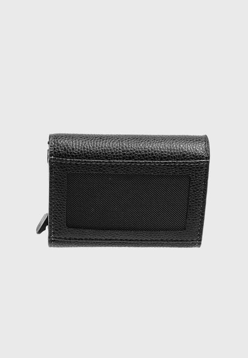 Furniq Uk Genuine Leather Caviar Pattern Snap Closure Wallet And Card Holder In Black