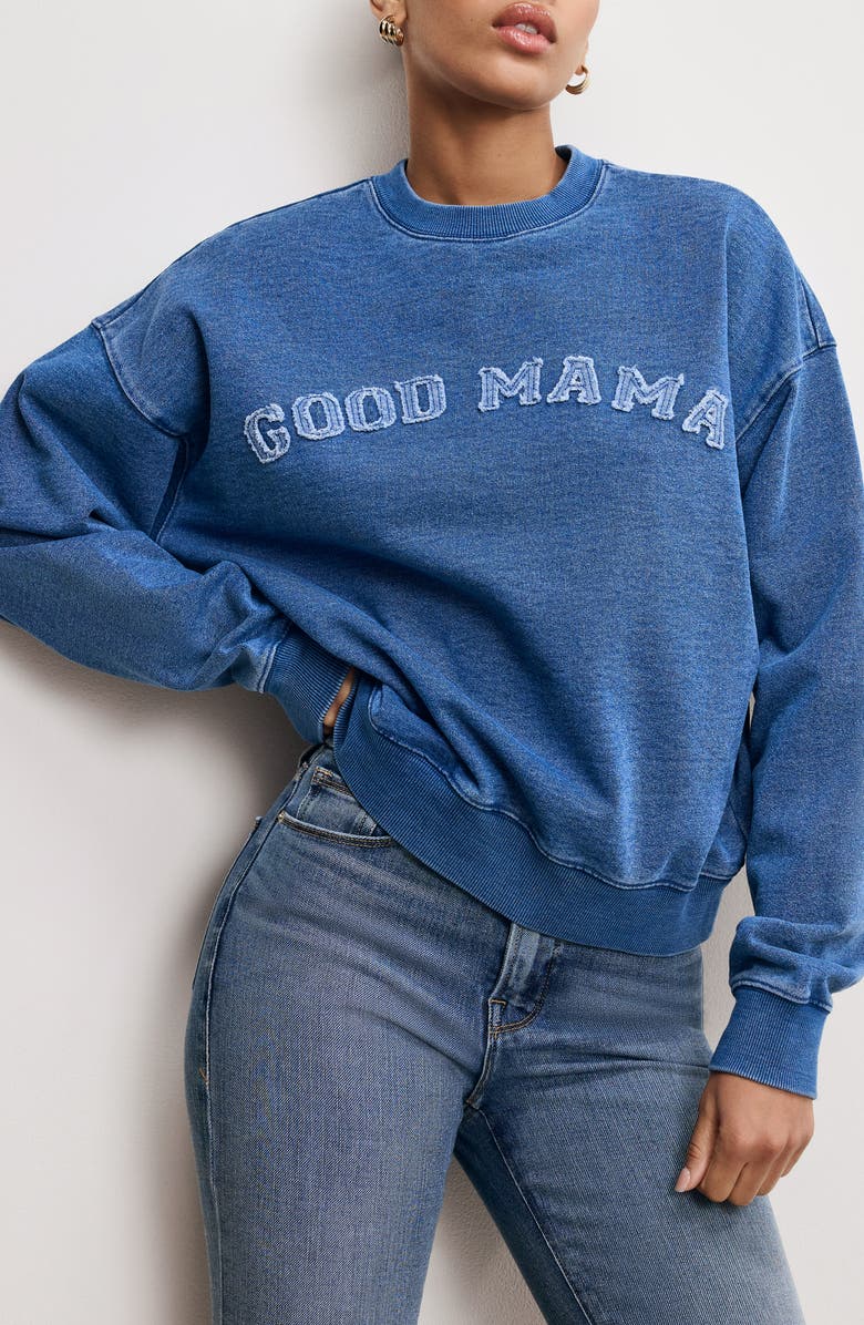 Good American Good Mama Crewneck Sweatshirt, Main, color, 