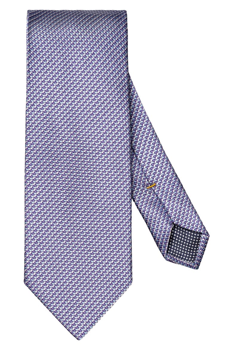 Purple Micro Geometric Silk & Cotton Mogador Tie, Main, color, MEDIUM PURPLE