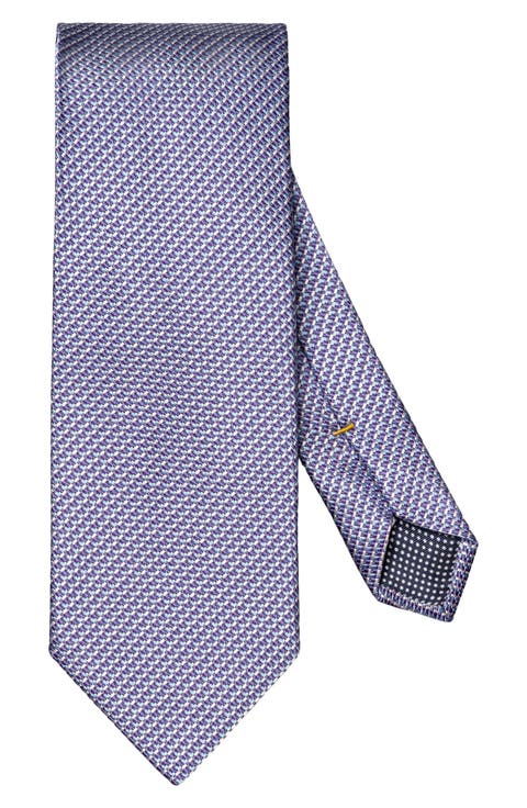 Purple Micro Geometric Silk & Cotton Mogador Tie