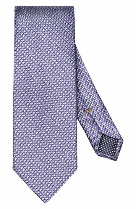 Purple Micro Geometric Silk & Cotton Mogador Tie