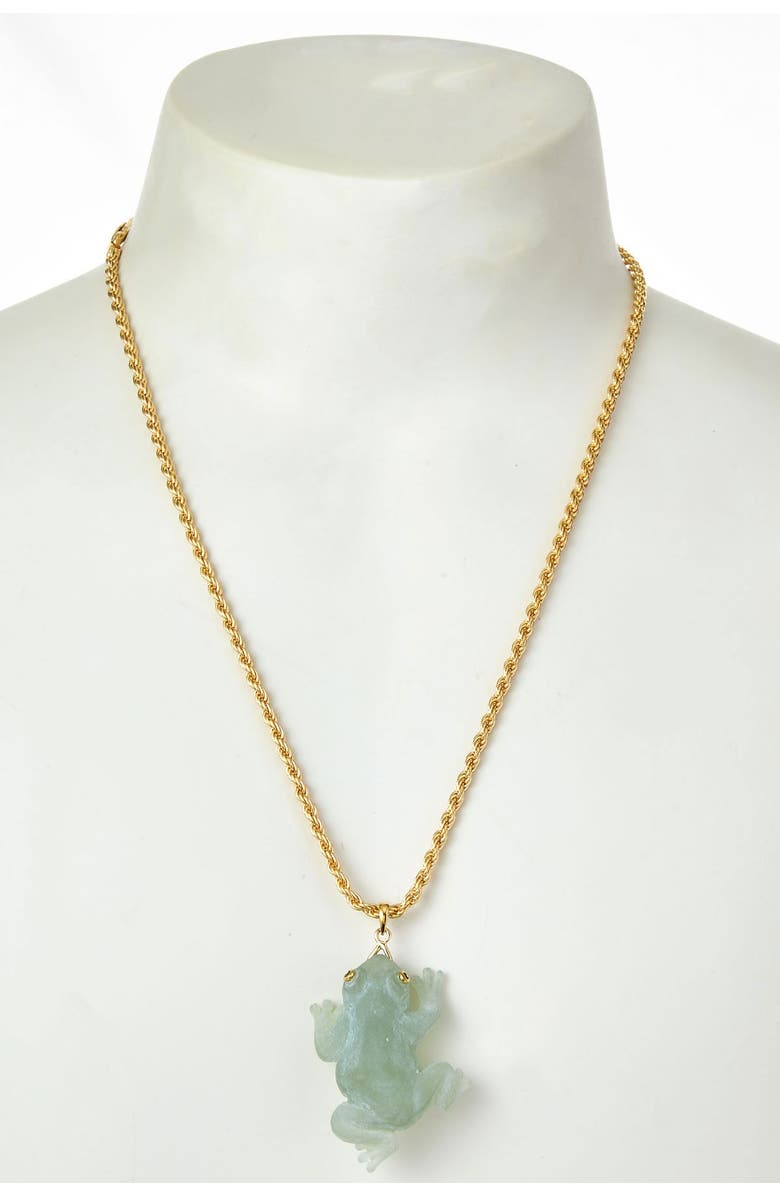 SAVVY CIE JEWELS 18K Gold Plated Jade Frog Pendant Necklace, Alternate, color, 