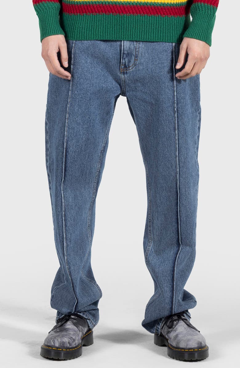 PLEASURES Believe Ripped Pintuck Five-Pocket Jeans, Main, color, 