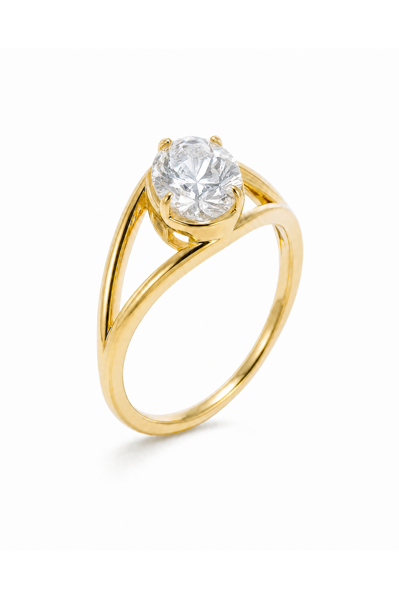 Moissanite Oval Double Band Ring, Main, color, Gold