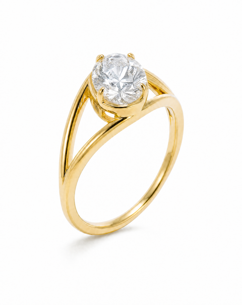 Moissanite Oval Double Band Ring