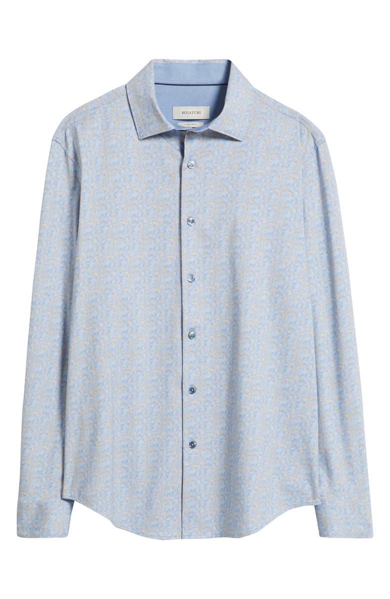 Bugatchi Jimmy OoohCotton<sup>®</sup> Abstract Print Button-Up Shirt, Alternate, color, Air Blue