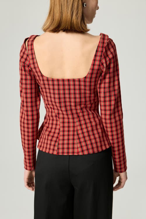 Nocturne Checked Corset Top In Red