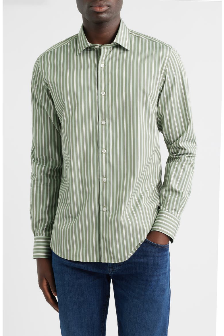 Thomas Mason Regular Fit Stripe Cotton Button-Up Shirt, Main, color, SAGE
