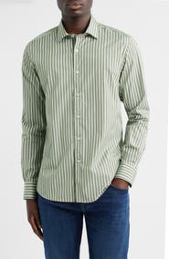 Scott Barber Thomas Mason Regular Fit Stripe Cotton Button-Up Shirt