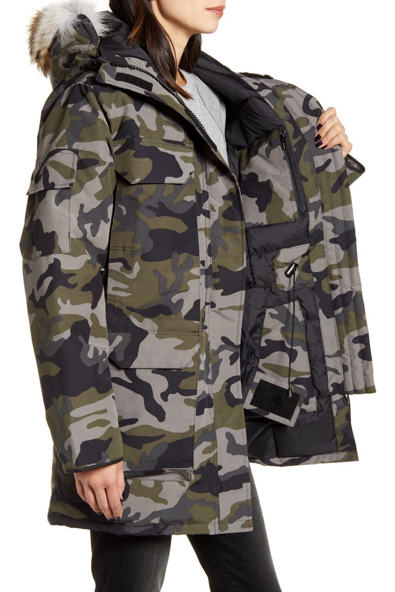 Expedition Hooded Down Parka with Genuine Coyote Fur Trim, Alternate, color, CLASSIC CAMO COASTAL GREY