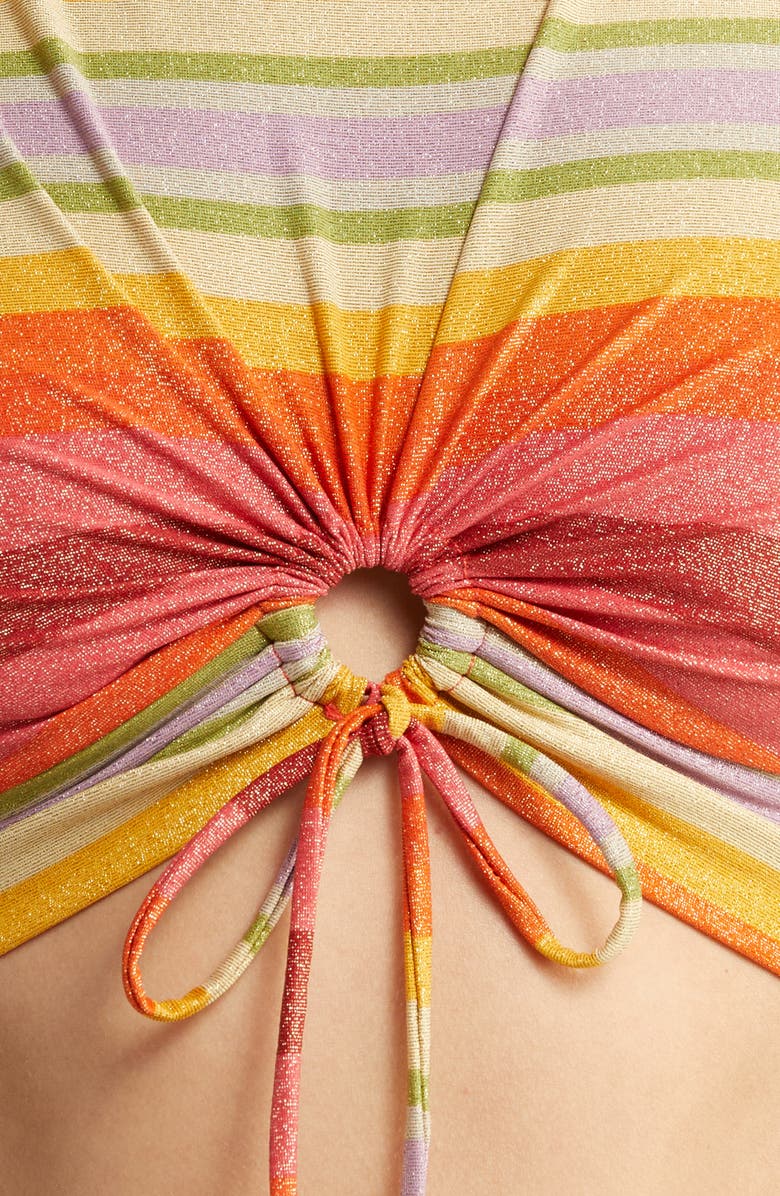 Robin Piccone Greta Ruched Cutout Swim Top, Alternate, color, Persimmon Multi