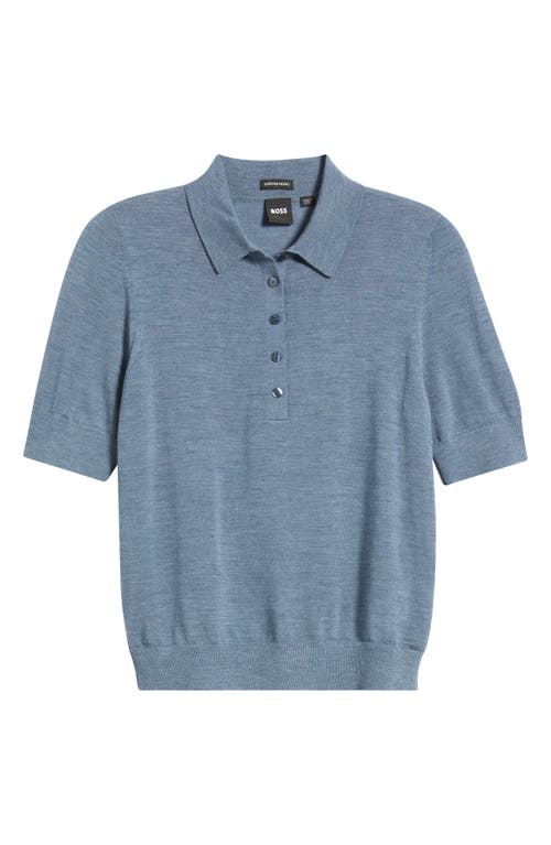 Hugo Boss Boss Fidenka Virgin Wool Polo Sweater In Blue