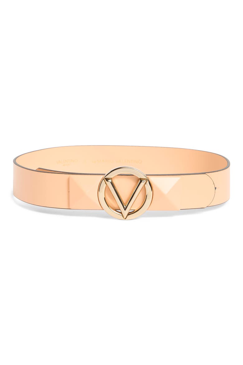 Mati VLOGO Buckle Leather Belt, Main, color, PEACH BLUSH