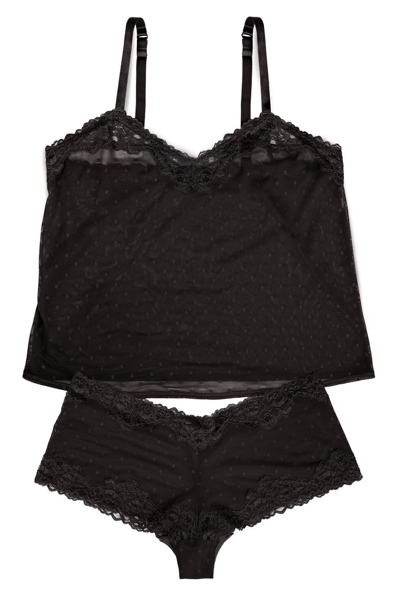 Sheer Whisper Camisole & Boyshorts Set, Alternate, color, ONYX