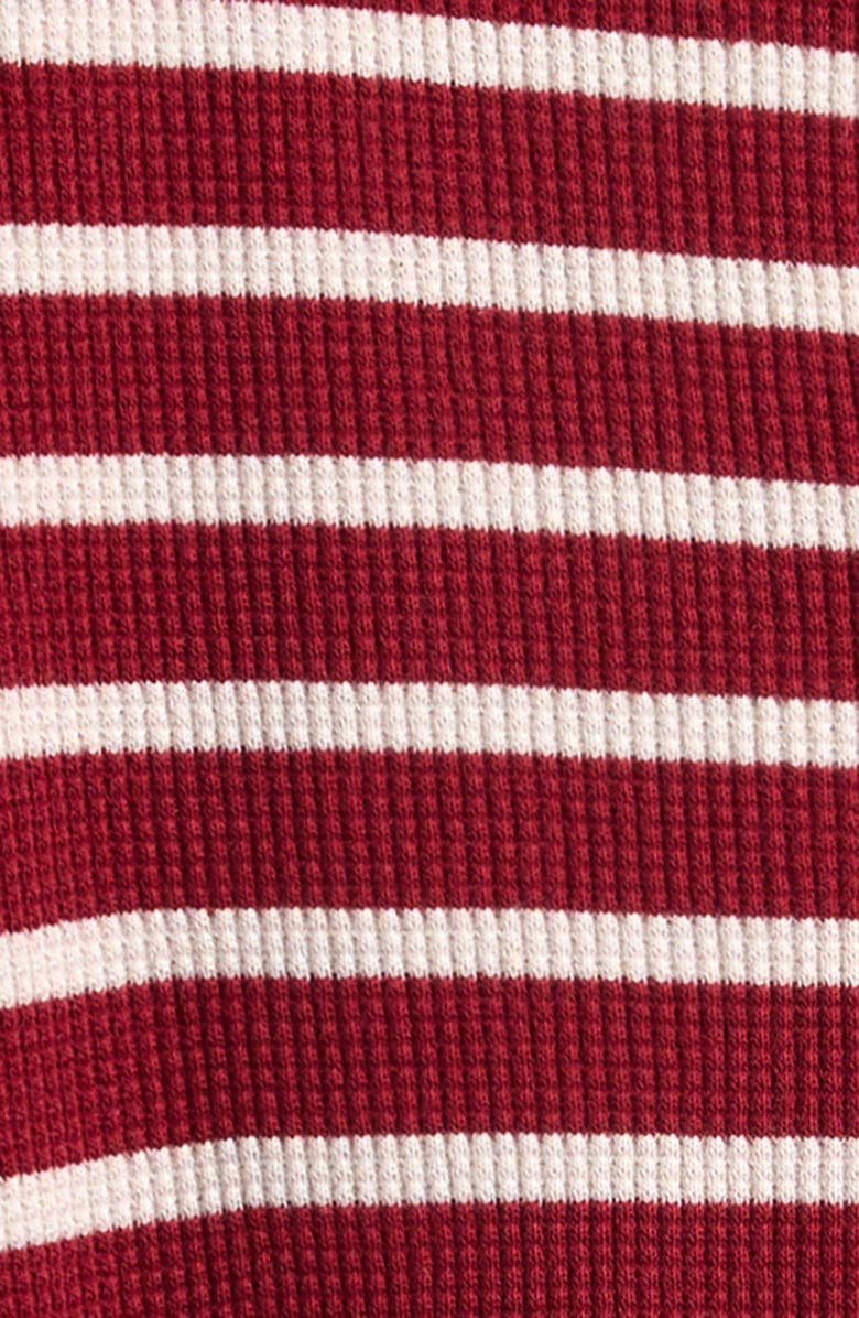 FIRSTS by Petit Lem Scarlet Red Stripe Thermal Fitted Footie Pajamas, Alternate, color, Red