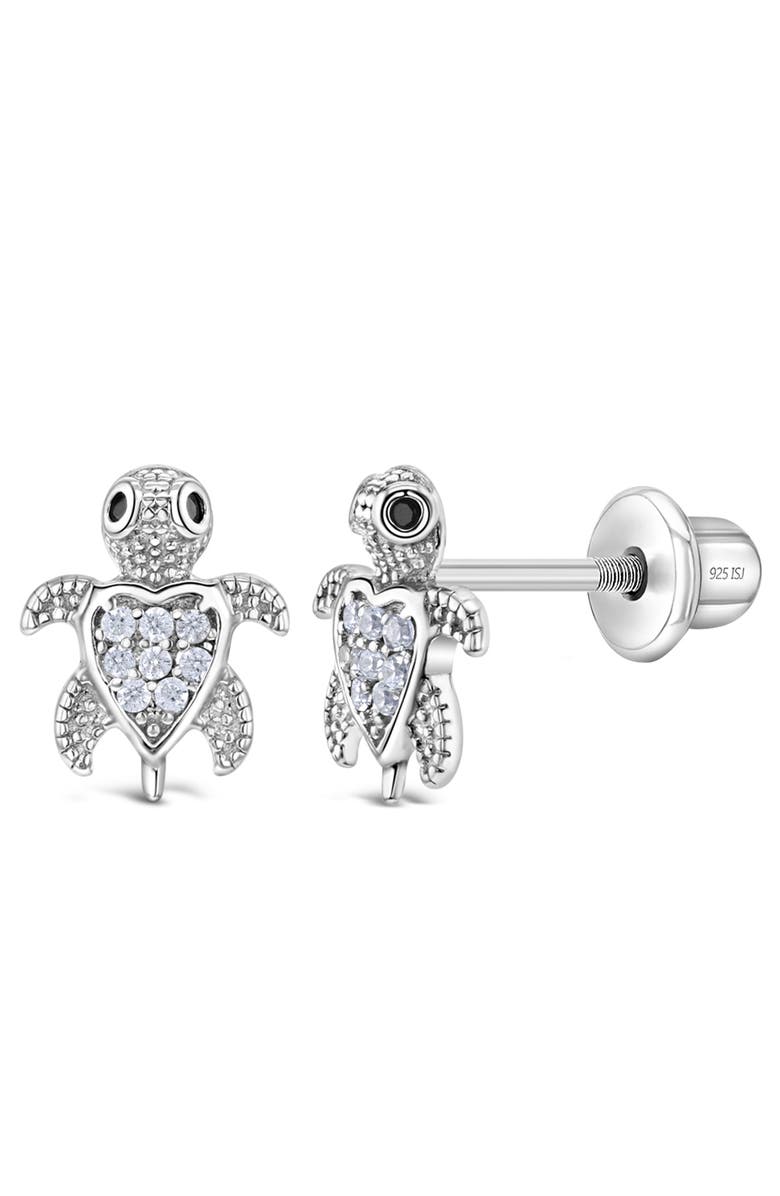 In Season Jewelry Cubic Zirconia Turtle Earrings, Main, color, Silver