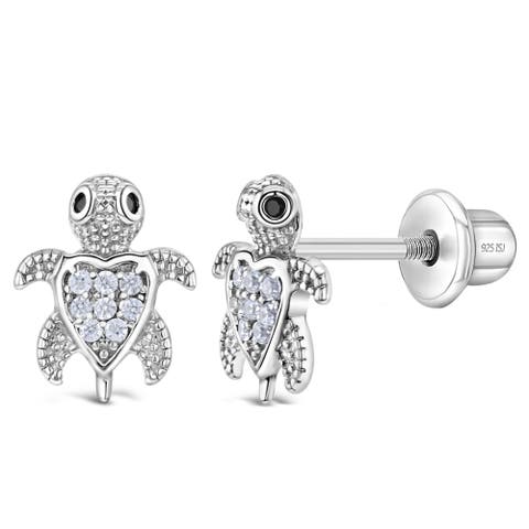 Cubic Zirconia Turtle Earrings