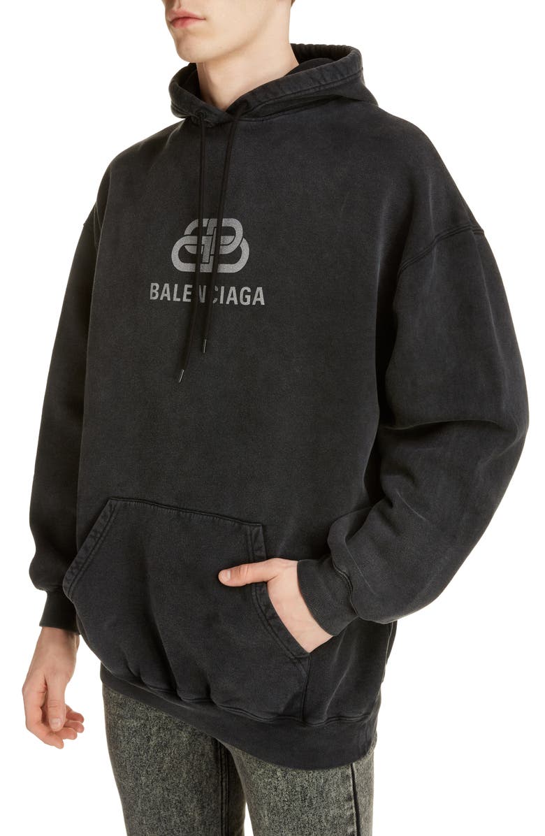 Balenciaga BB Logo Hooded Sweatshirt, Alternate, color,