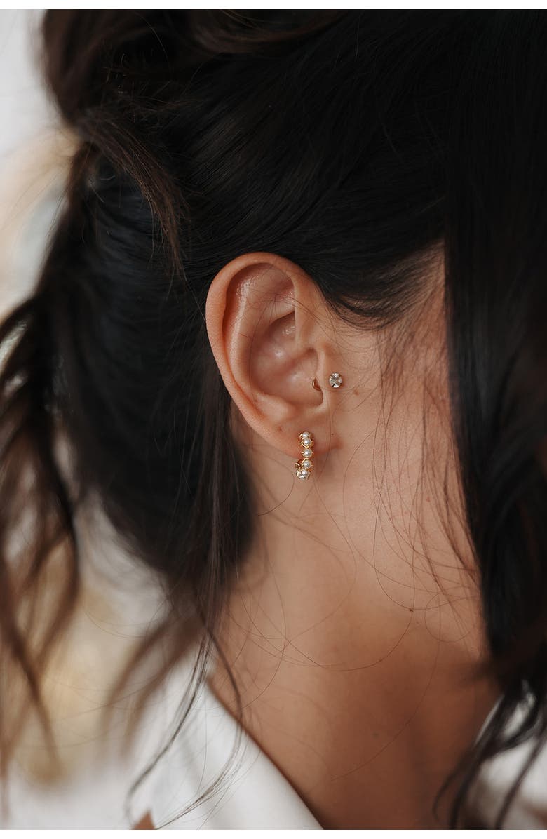 Untamed Petals Jessica Pearl Mini Hoops, Alternate, color, Pearl