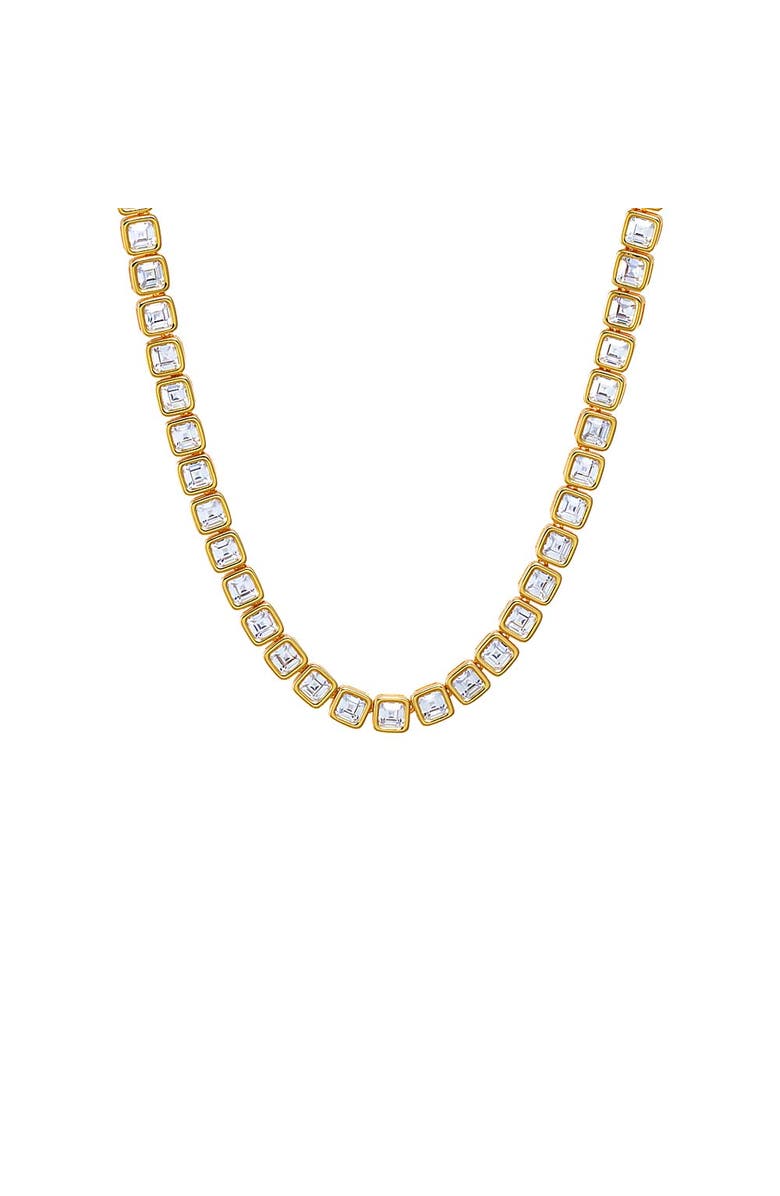 BY ADINA EDEN CZ Princess Cut Bezel Tennis Necklace, Main, color,