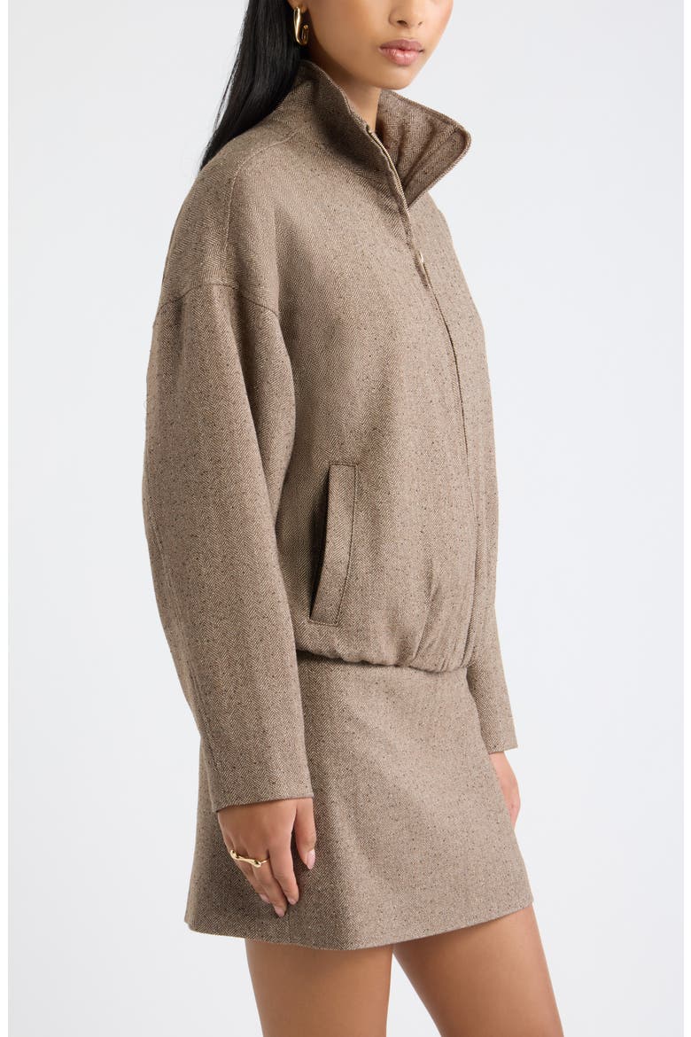 Herringbone Bomber Jacket, Alternate, color, BROWN TWEED