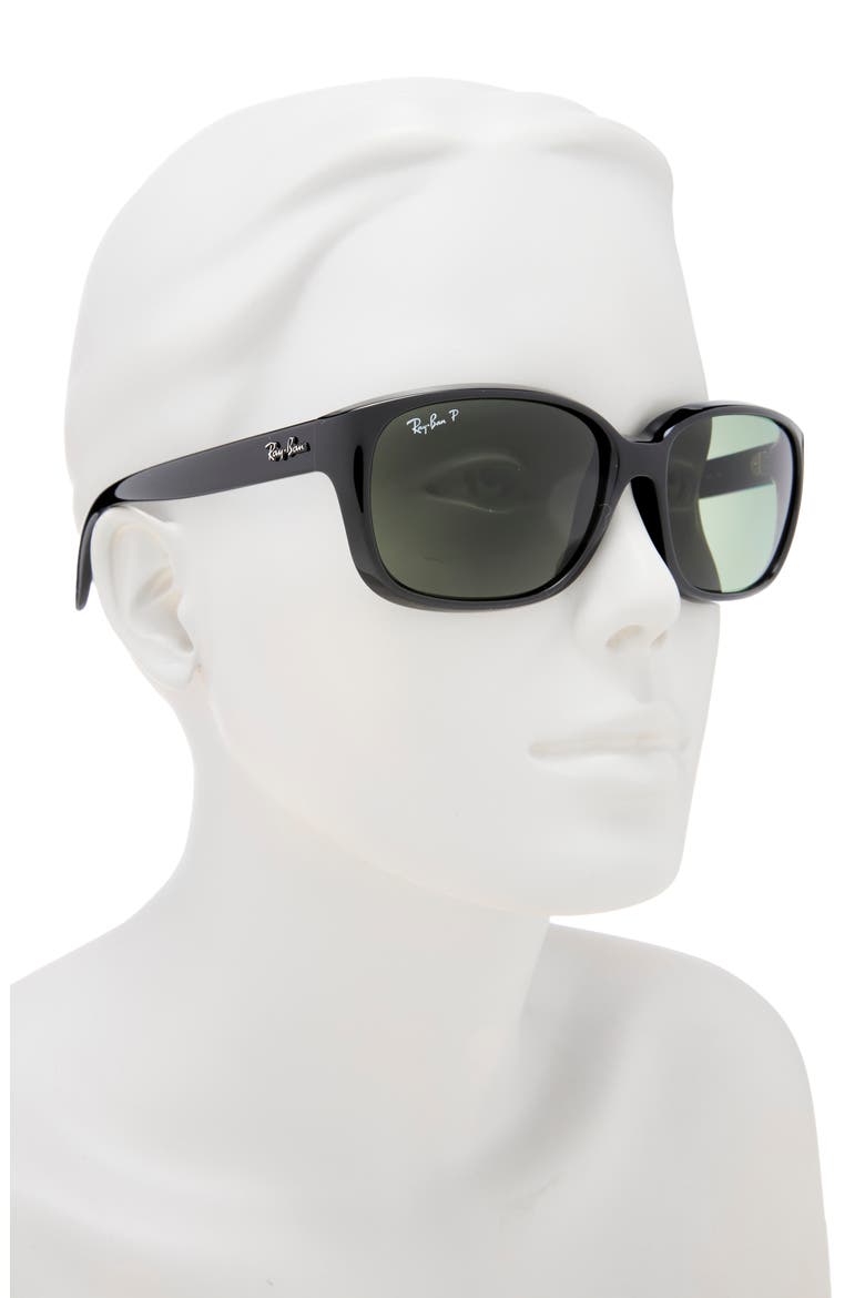 58mm Polarized Gradient Square Sunglasses, Alternate, color, BLACK