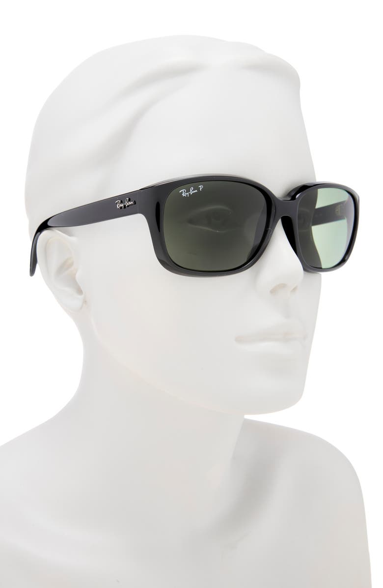Ray-Ban 58mm Polarized Gradient Square Sunglasses, Alternate, color, Black