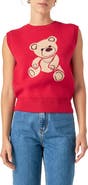 English Factory Rhinestone Detail Teddy Bear Sweater Vest